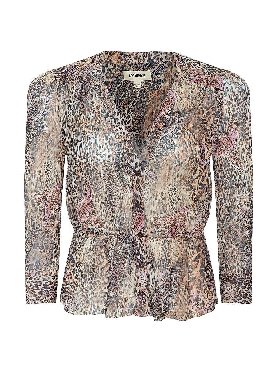 Women's Suri Animal-Print Shirt - Tan Valencia Leopard - Size XL