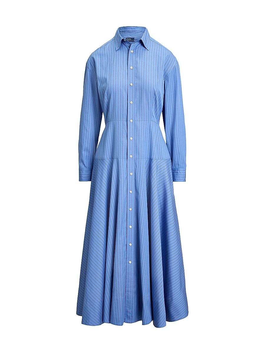 Women's Verity Striped Cotton Shirtdress - Blue Red - Size 8