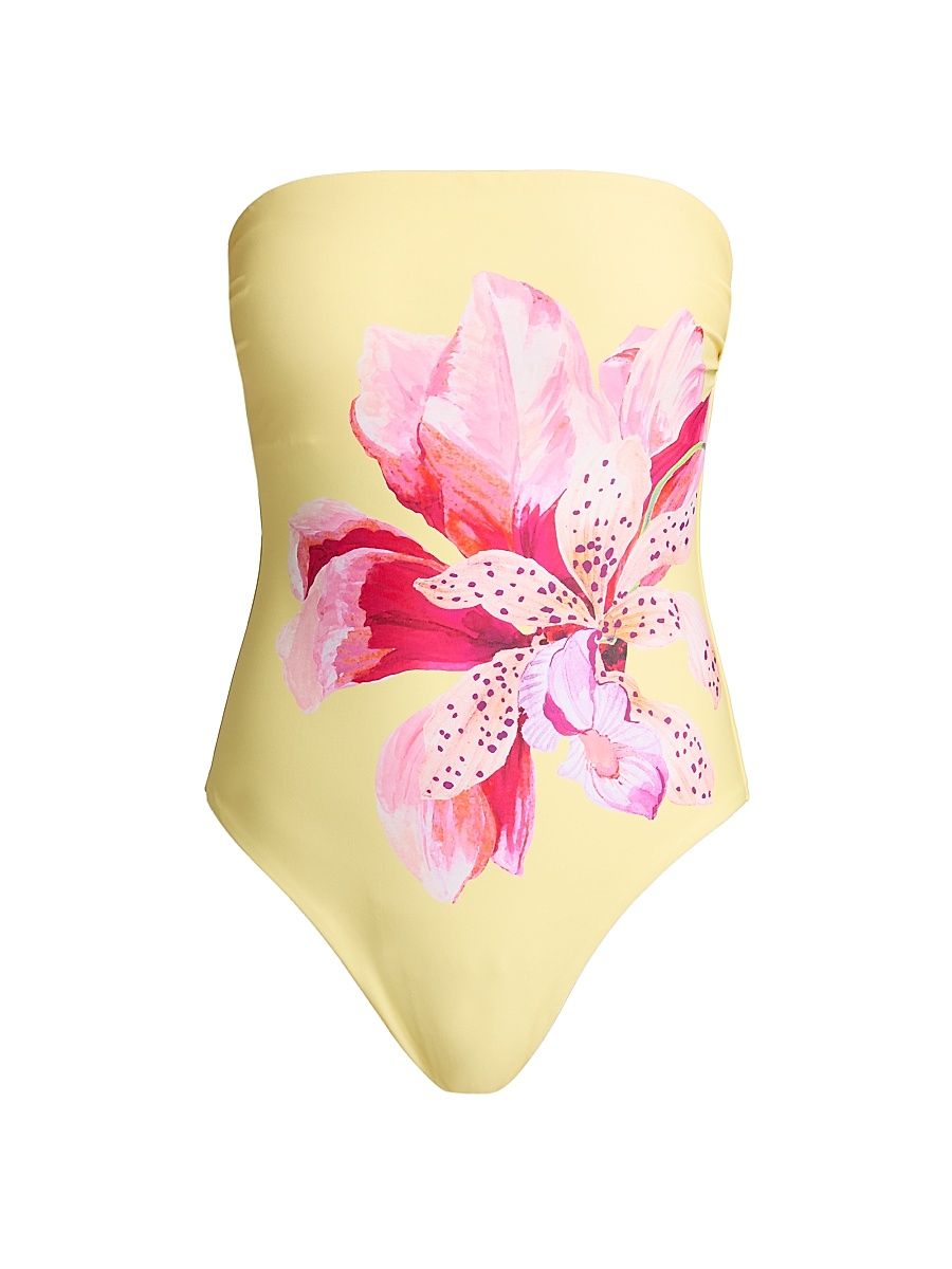 Women's Songe D'iris Floral One-Piece Swimsuit - Yellow Multi - Size Large