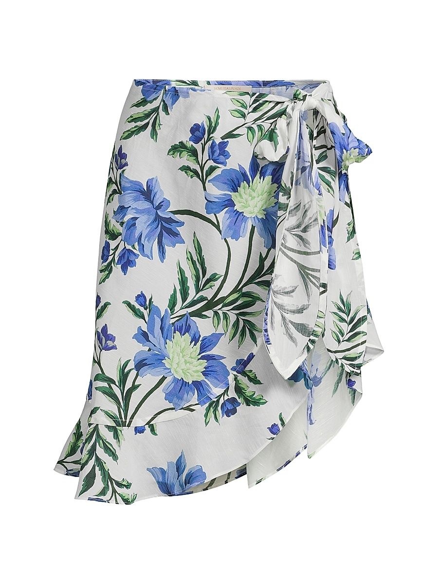 Women's Marlo Tropical Cover-Up Knee-Length Skirt - Ivory Multi - Size Medium