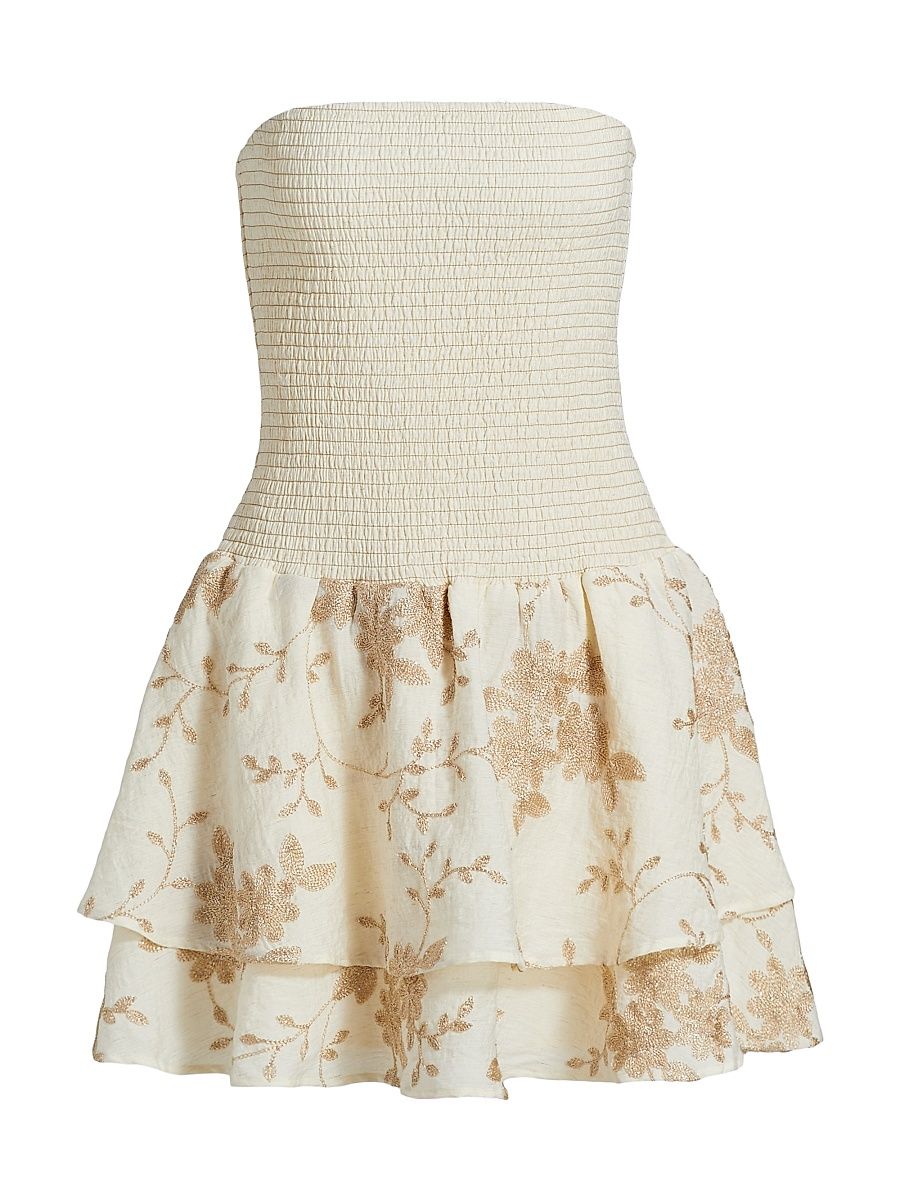 Women's Estrella Strapless Minidress - Ivory Lurex Embroidery - Size XXL