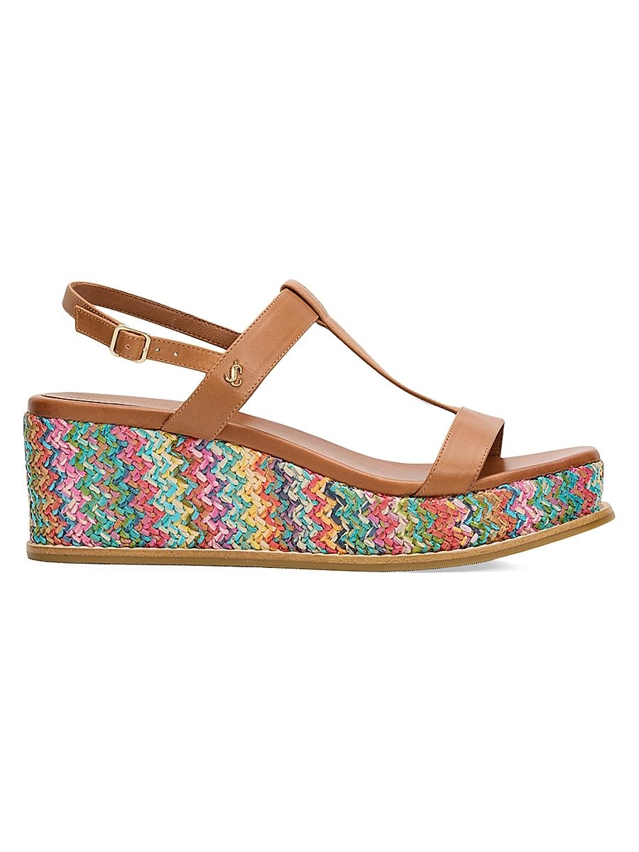 Women's Theia 60MM Chevron Raffia Wedge Sandals - Size 11