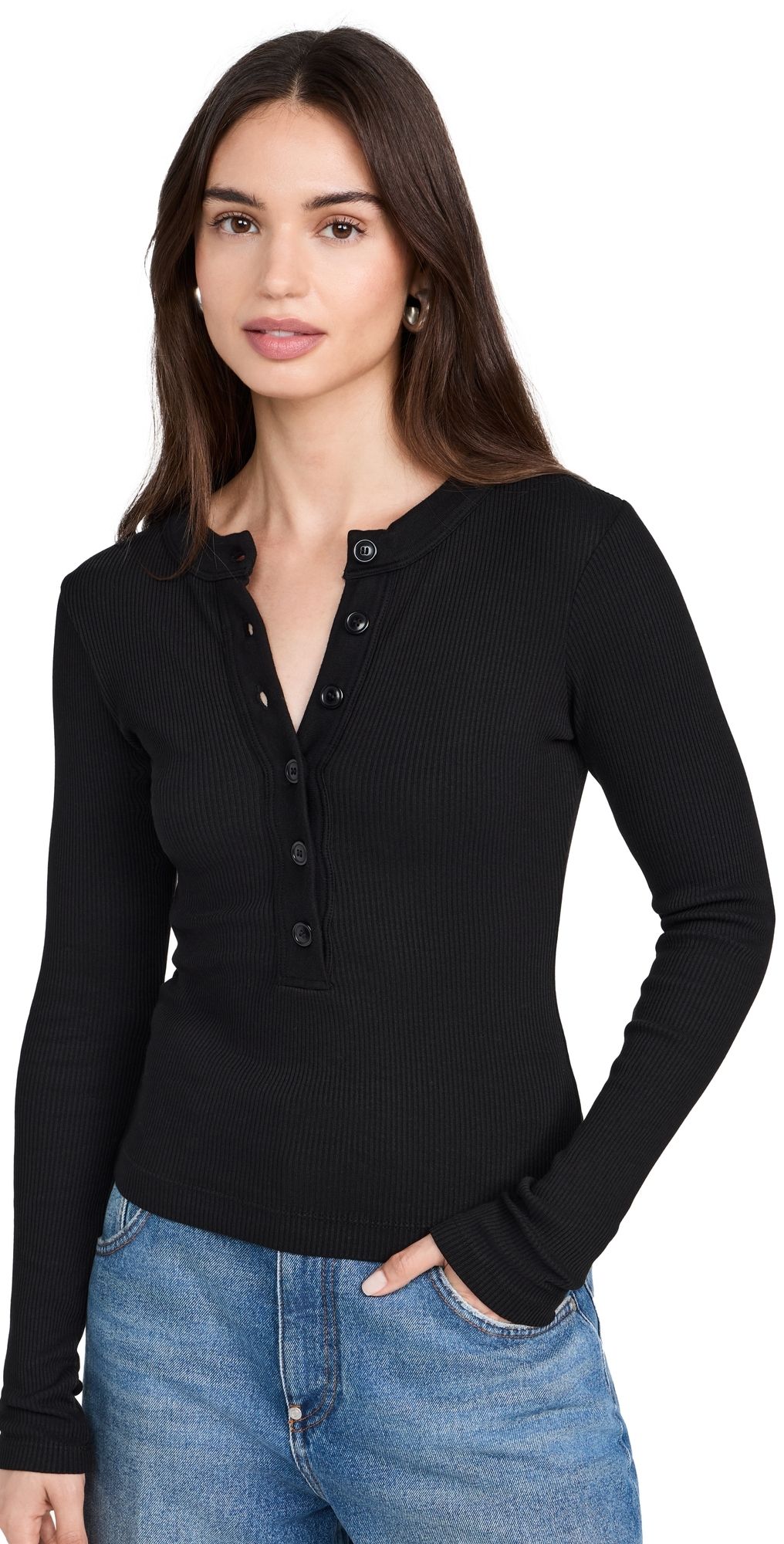 Citizens of Humanity Varra Henley Tee Black XS