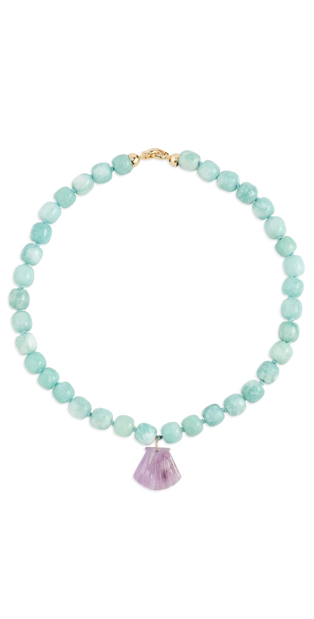 SHASHI Jade Scallop Gemstone Pendant Necklace Jade/Amethyst One Size