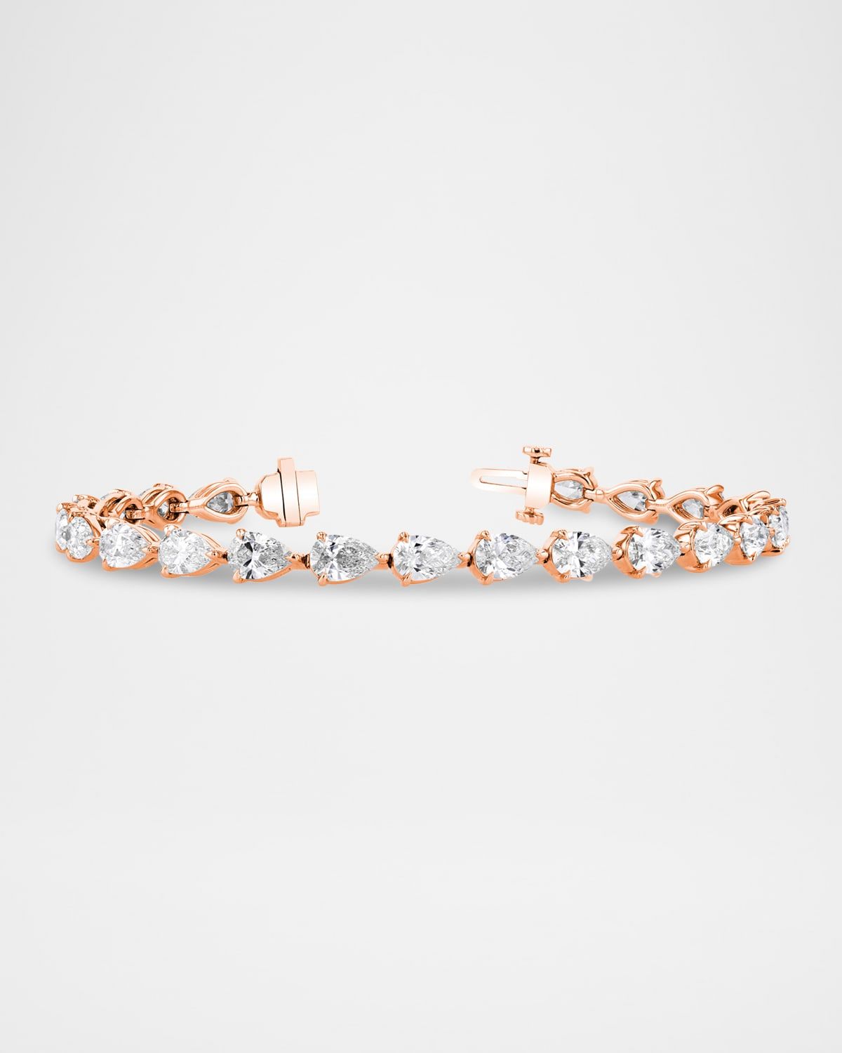 18K Gold East-West Pear Diamond Bracelet, 7"L, 7.80tcw