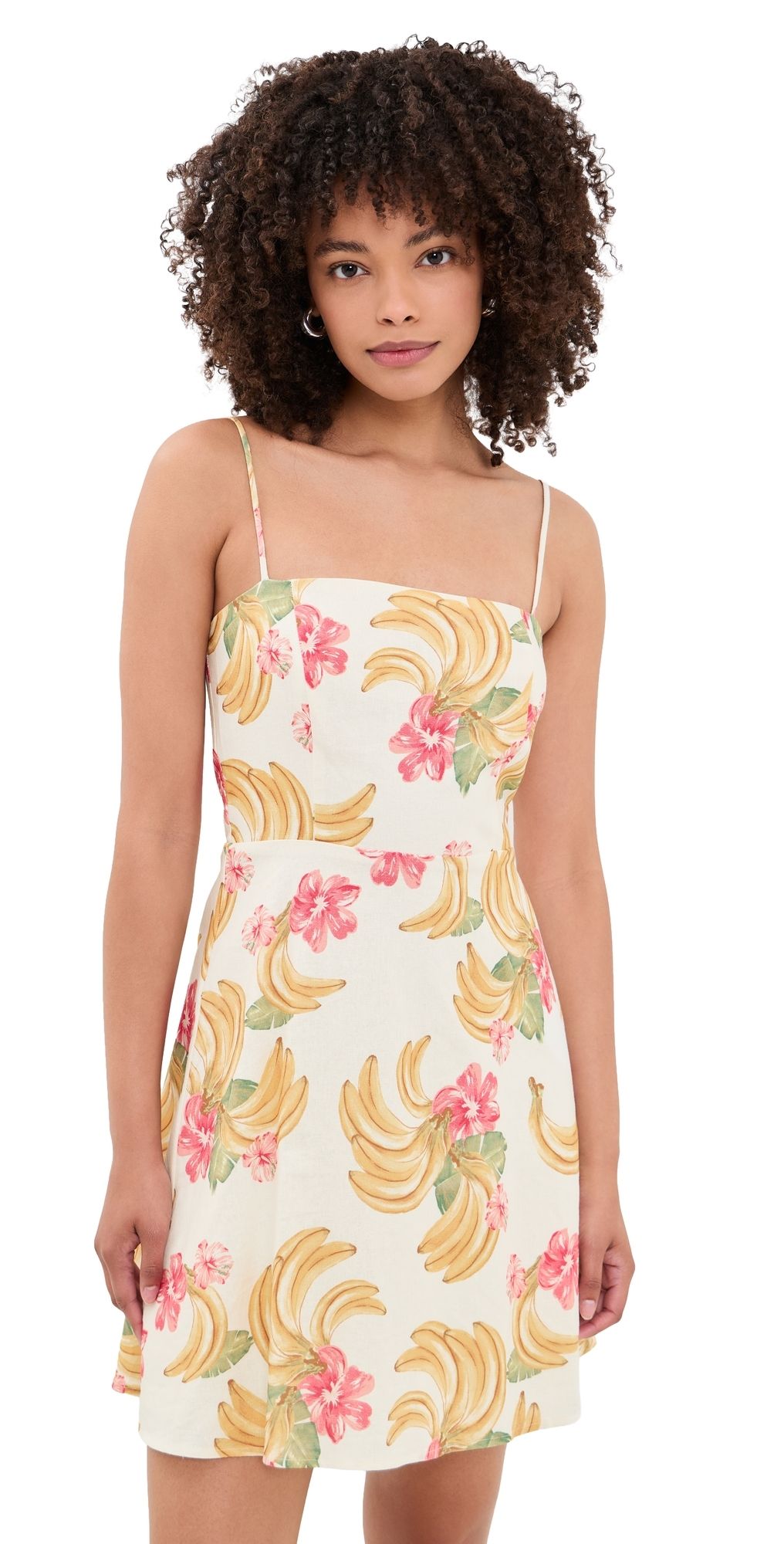 WAYF Havana Mini Dress Cream Bananas S