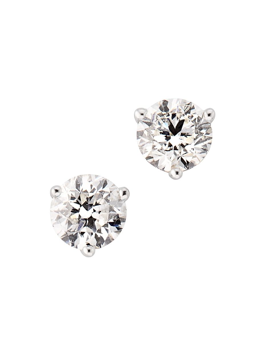Women's 18K White Gold & 0.75 TCW Diamond Martini Stud Earrings - White Gold