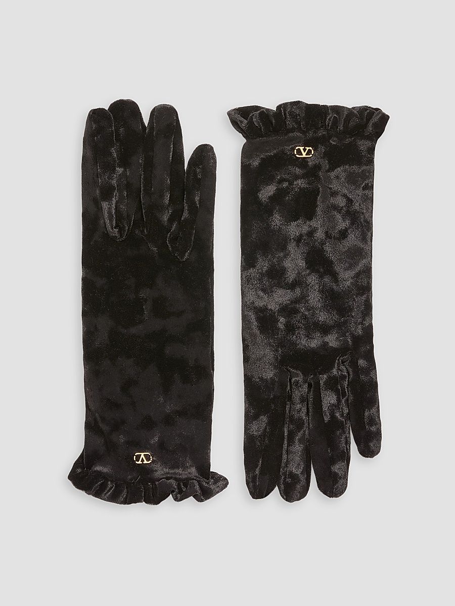 Women's VLogo Signature Chenille Gloves - Black Gold - Size 8