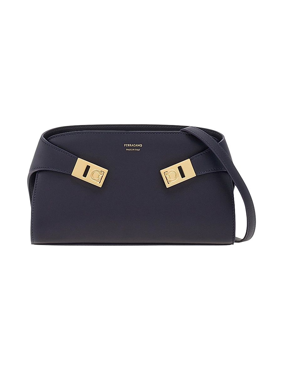 Women's Gancini Leather Shoulder Bag - Navy