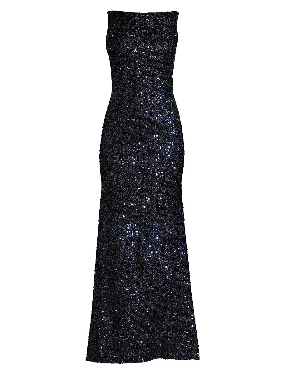 Women's Sequin Sleeveless Sheath Gown - Midnight - Size 14