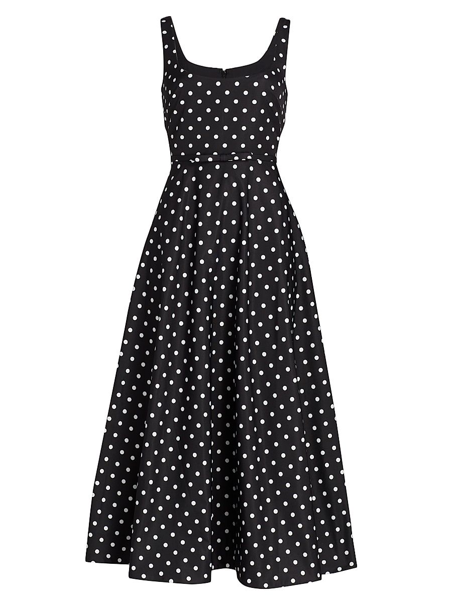 Women's Classic Polka Dot Midi-Dress - Black Classic Polka Dot - Size XL
