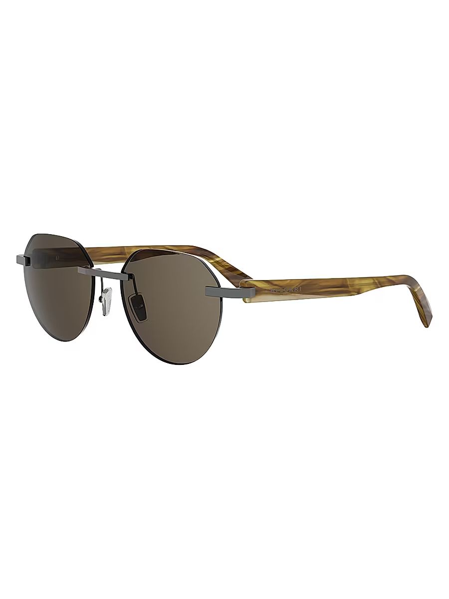 Men's Octo 56MM Round Sunglasses - Matte Dark Ruthenium Brown