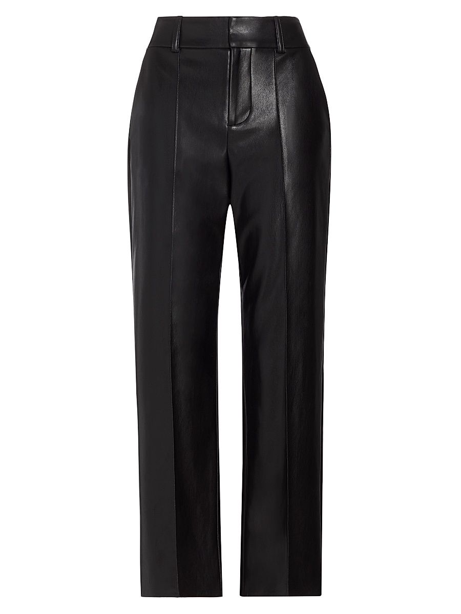 Women's Ming Pleated Faux Leather Pants - Black - Size 14