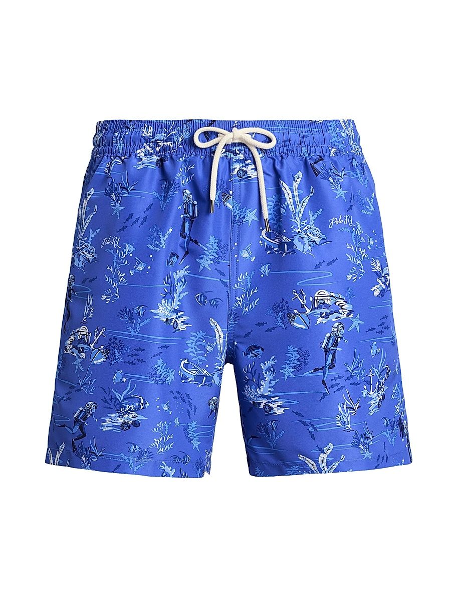 Men's Floral Drawstring Floral Swim Trunks - Sunken Treasure All Over - Size XXL
