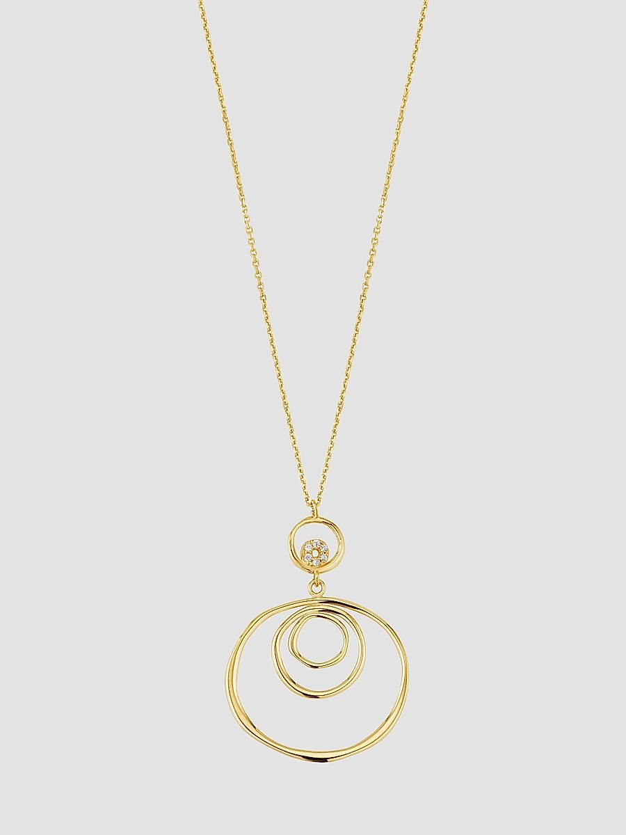 Women's Inner Circle Drop Necklace in 14K Yellow Gold - Gold - Size 16