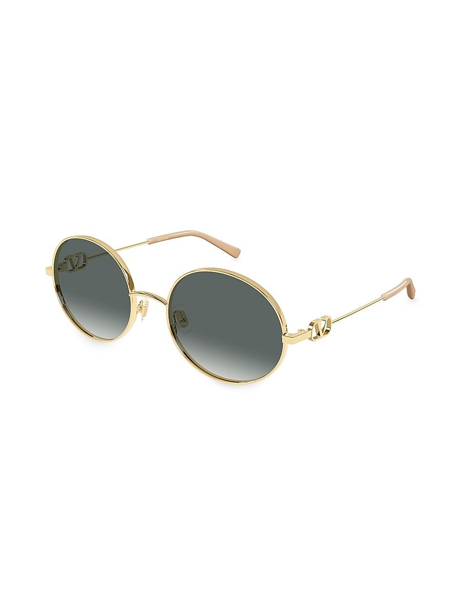 Women's 56MM Round Sunglasses - Gold Grey