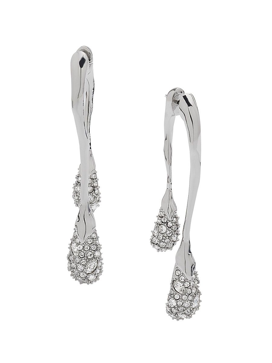 Women's Essentials Solanales 14K Gold-Plated & Crystal Double Drop Earrings - Silver