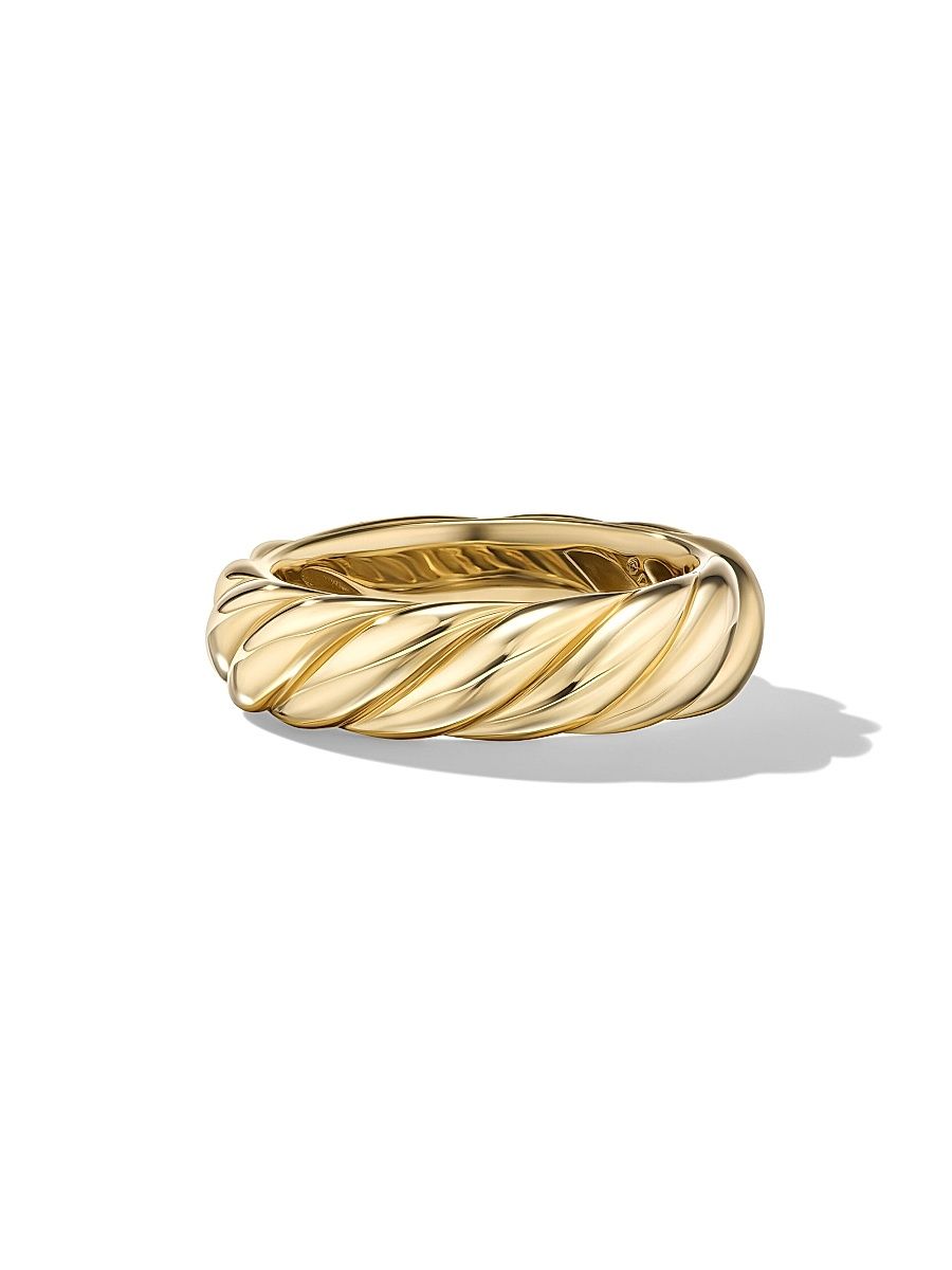 Women's Sculpted Cable Band Ring In 18K Yellow Gold - Gold - Size 6