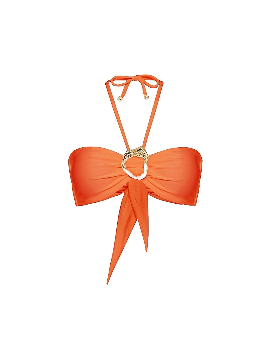 Women's Jersey Sands Embellished Halterneck Bikini Top - Papric - Size XS