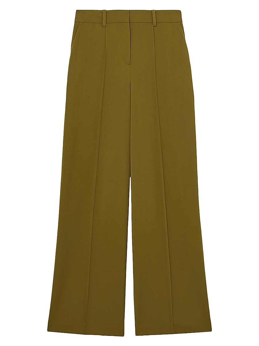 Women's Luisa Wide-Leg Pintuck Trousers - Green - Size 14