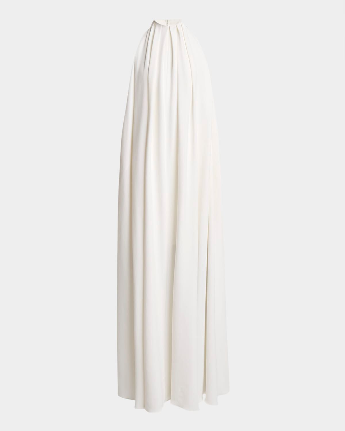 Gathered Backless Halter Gown
