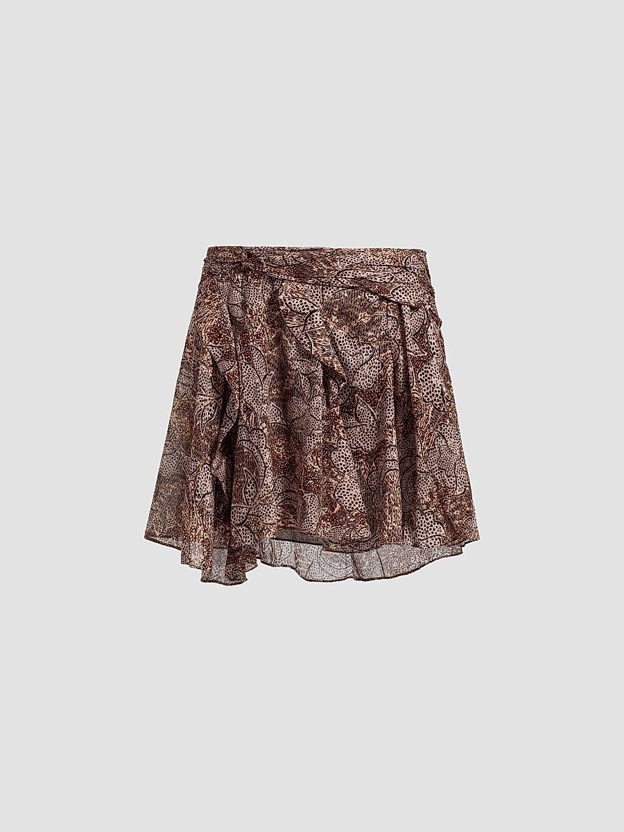 Isabel Marant Women's Camia Animal-Print Cotton Miniskirt - Ochre - Size 8
