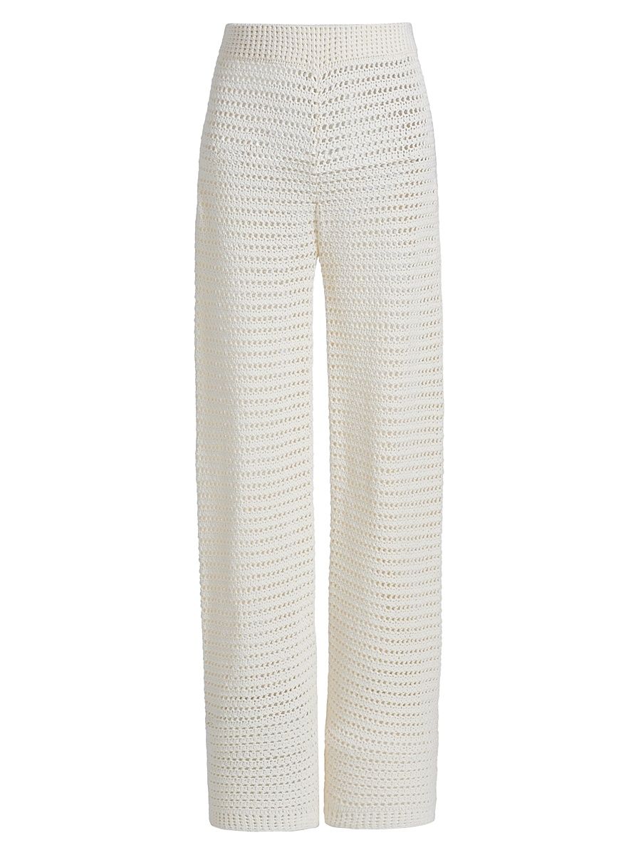 Women's Lucy Open-Knit Cotton Pants - Creme - Size Medium