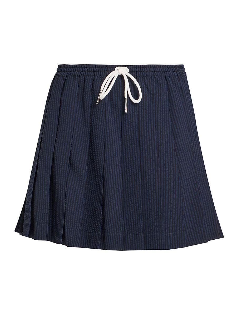 Women's Pleated Wool Miniskirt - Navy - Size 8