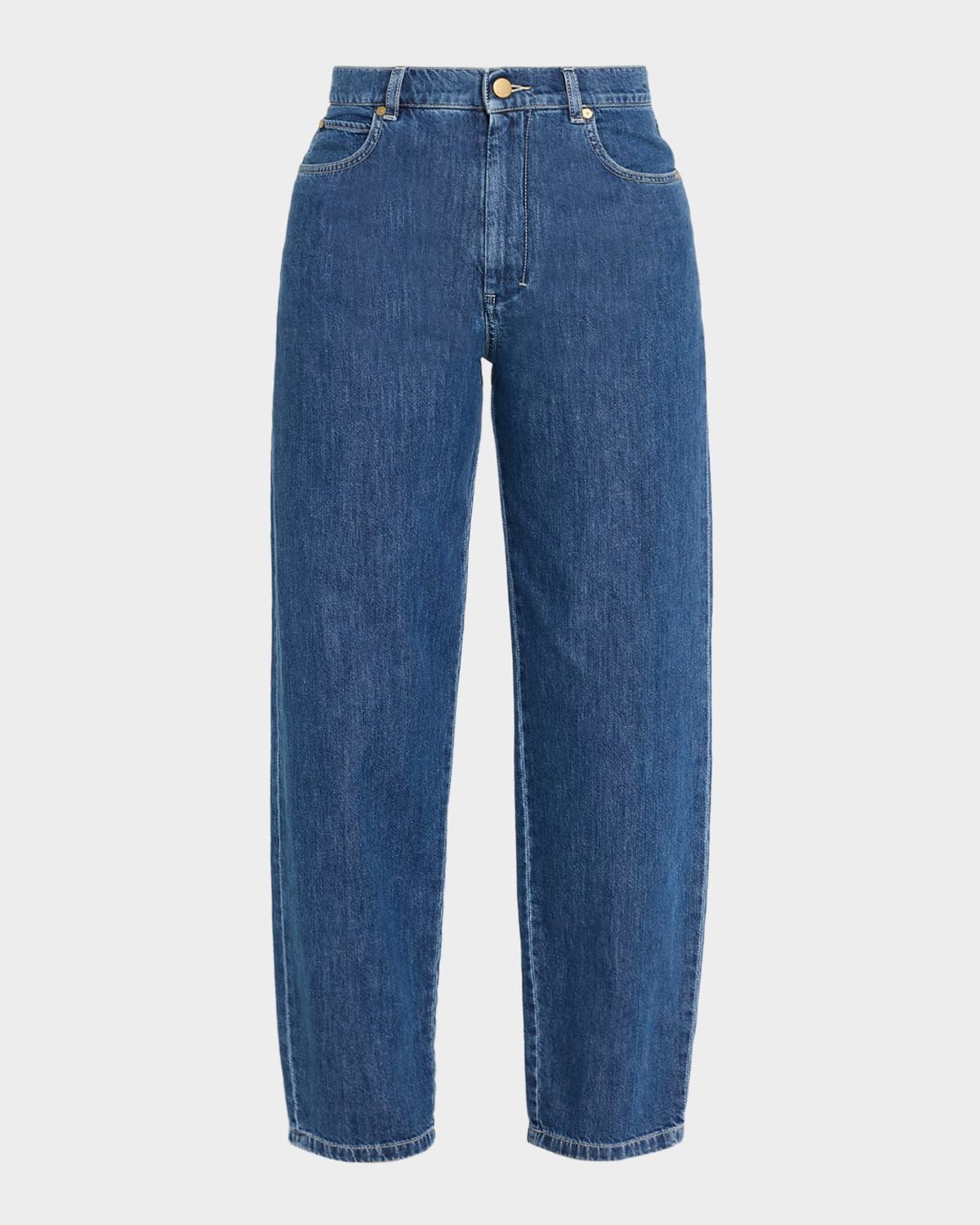 Asia Cropped Cotton Denim Candle-Leg Jeans