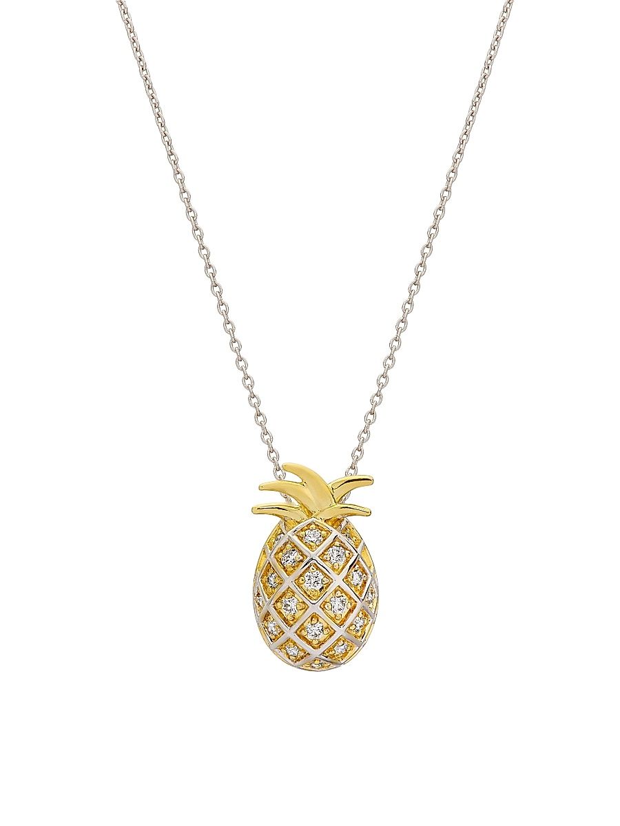 Women's Tiny Treasures Two-Tone 18K Gold & 0.21 TCW Diamond Pineapple Pendant Necklace - Yellow Gold