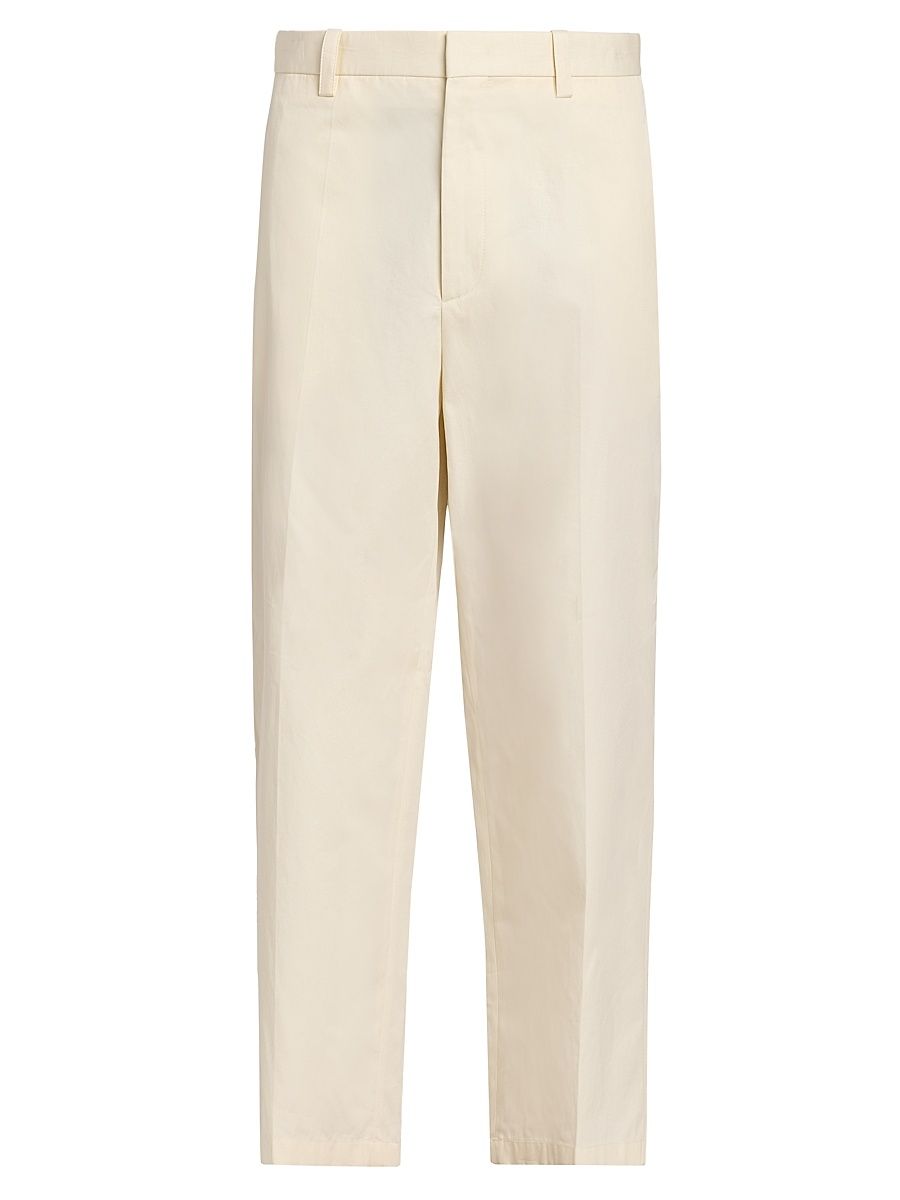 Men's Cotton Relaxed-Fit Straight-Leg Pants - Chalk - Size 38