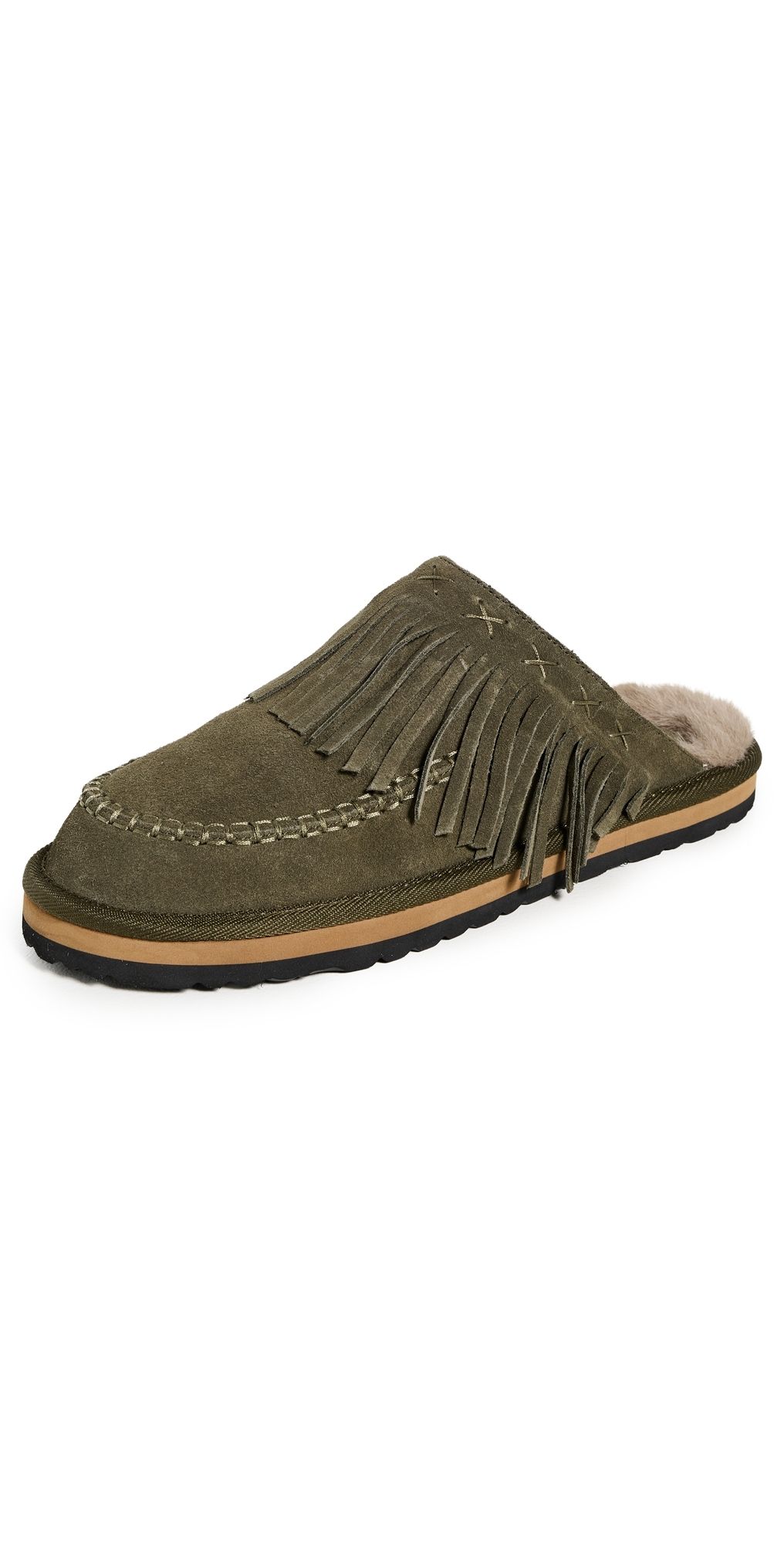 Free People Fallon Fringe Mule Military Olive 6