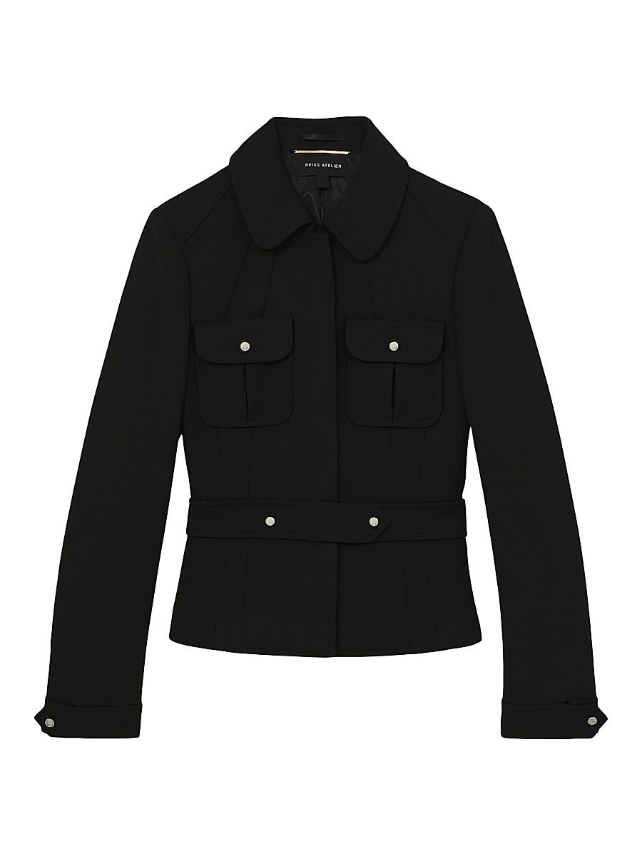 Women's Vesta Wool Belted Jacket - Black - Size 10