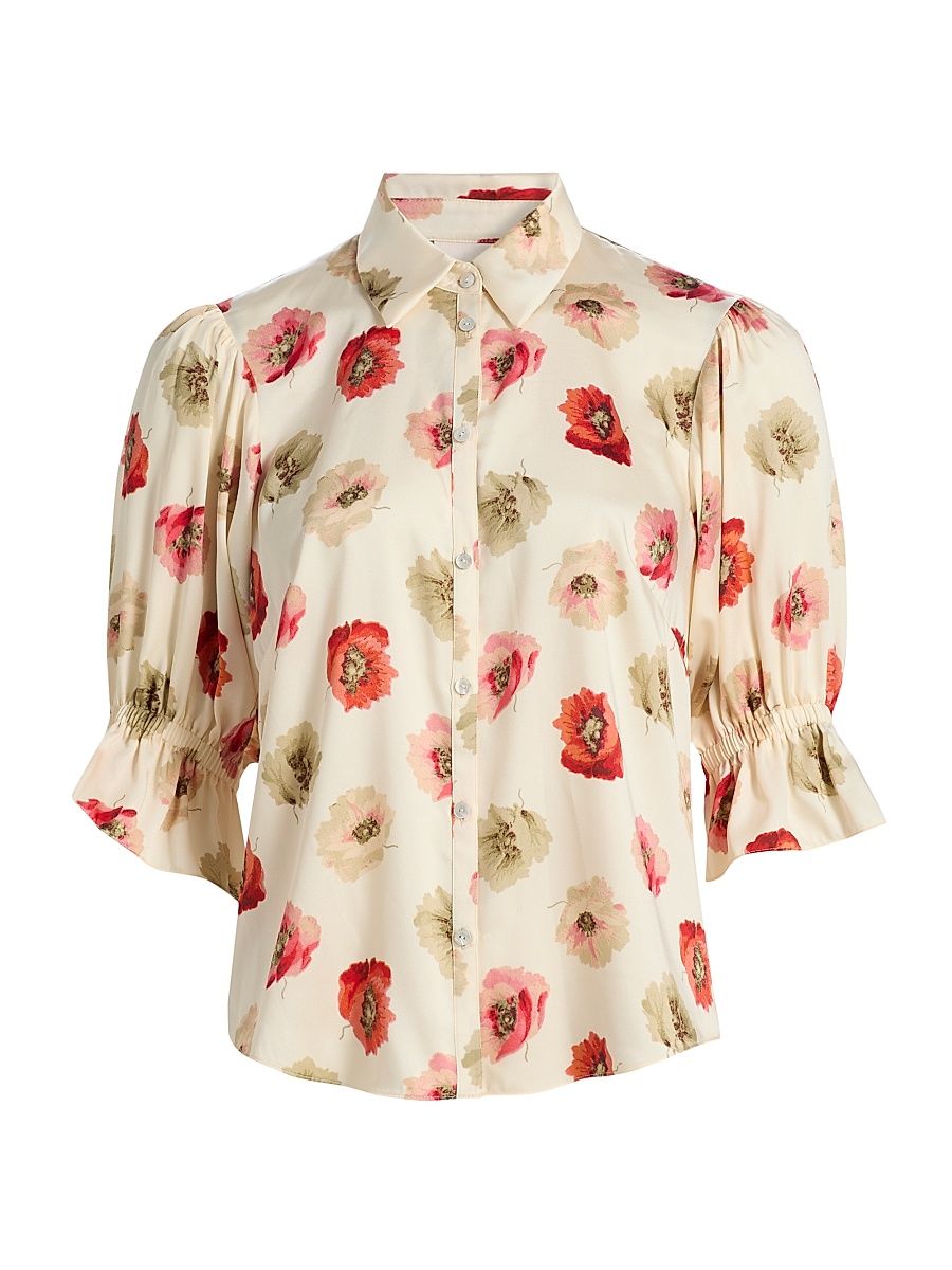 Women's Fiona Floating Poppies Top - Gardenia Multi - Size XL
