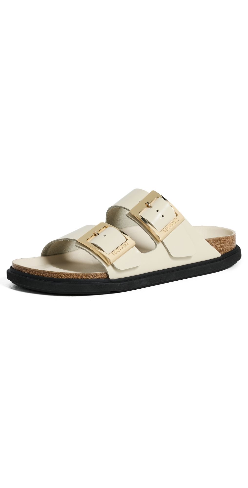 Birkenstock Arizona Droplet Buckle High Shine Sandals Ecru 41