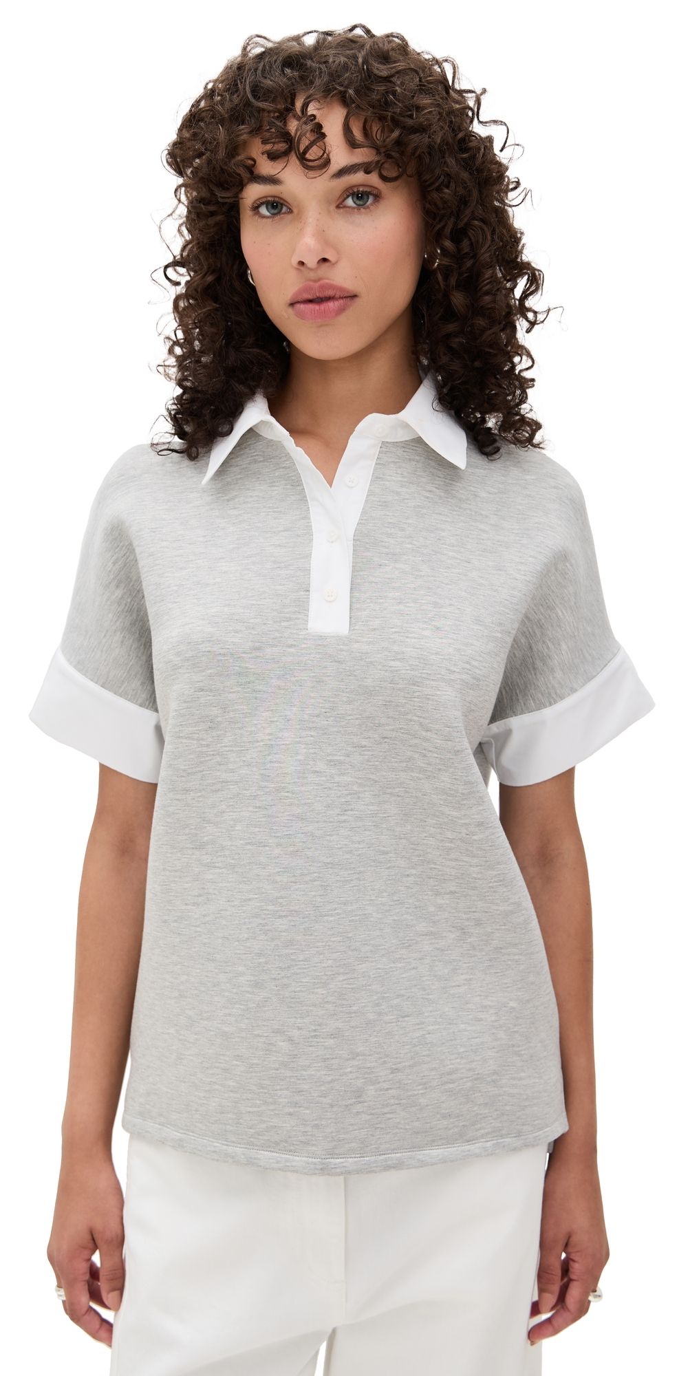 English Factory Scuba Collar Sweatshirt Heather Grey/White L