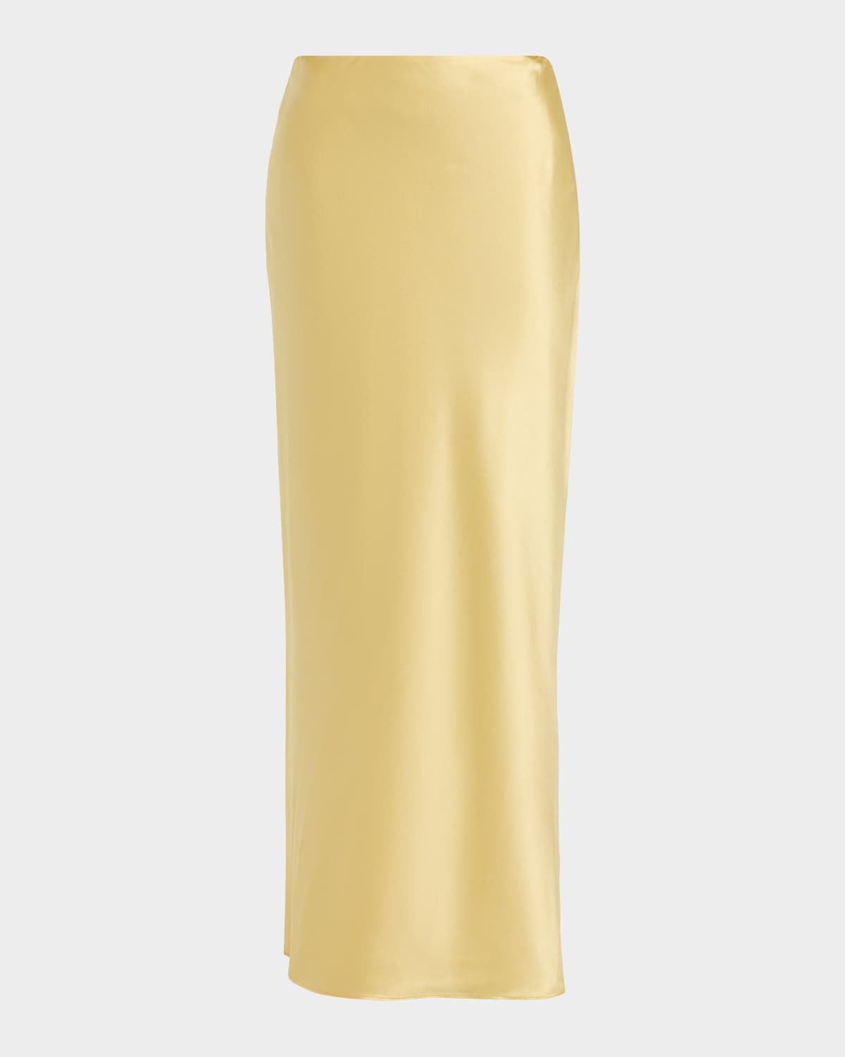 Chantel Straight Bias-Cut Satin Maxi Skirt