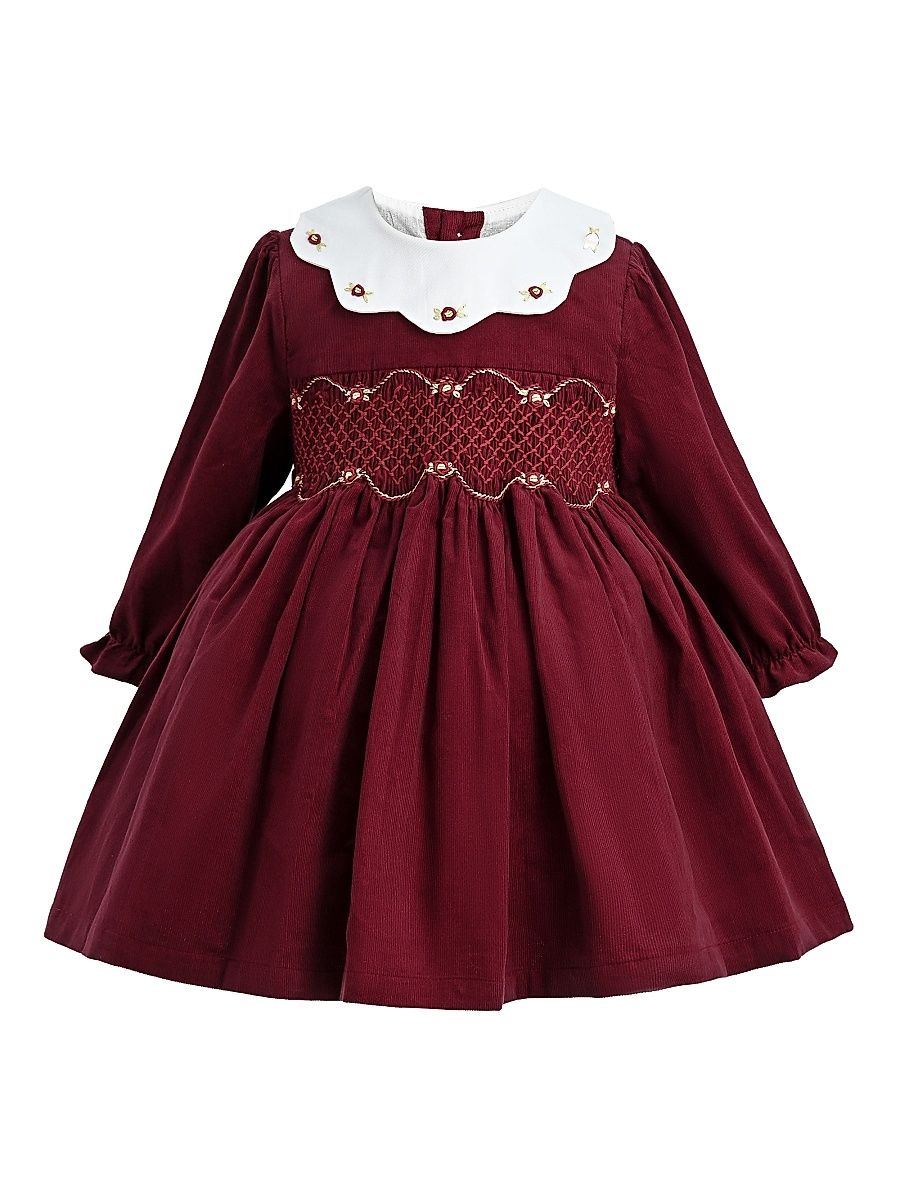Baby Girl's & Little Girl's Smocked Holiday Dress - Burgundy - Size 36 Months