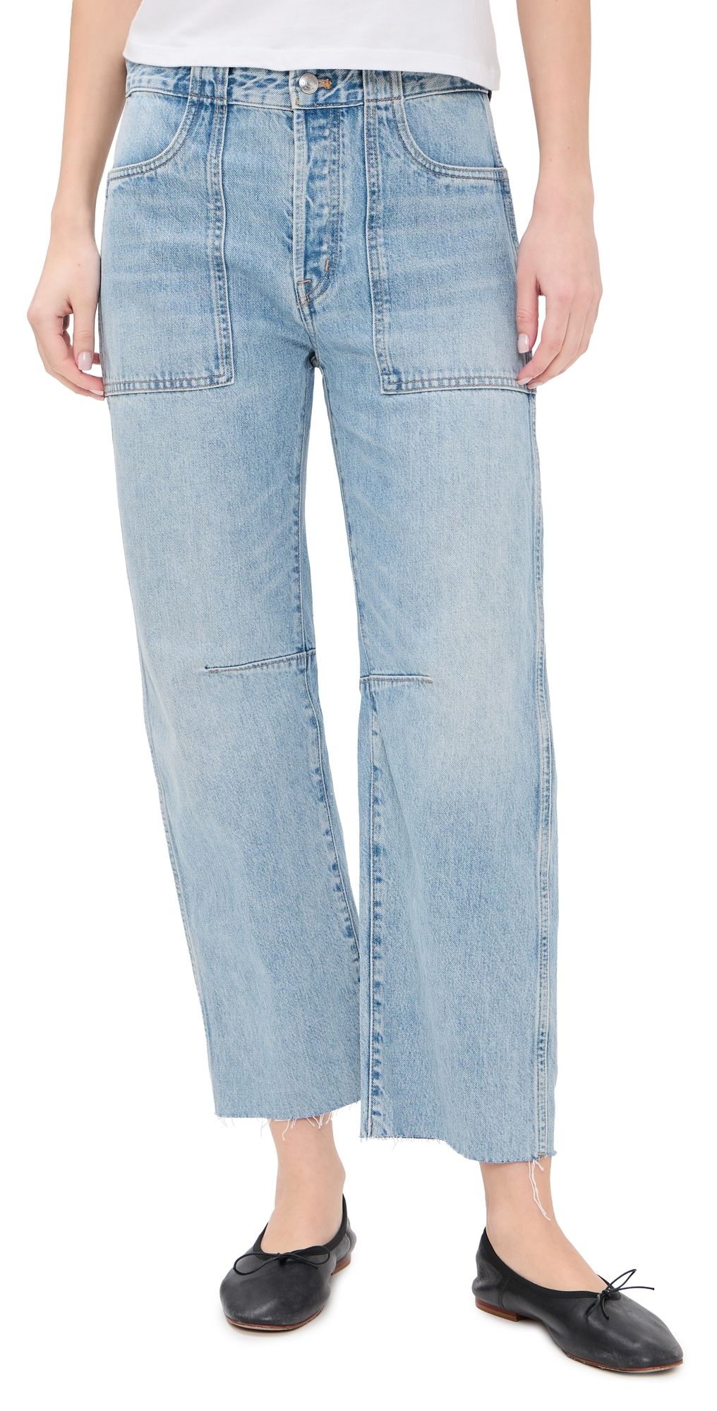 Madewell The Darted Utility Barrel Leg Jeans Faded Horizon Wash 23
