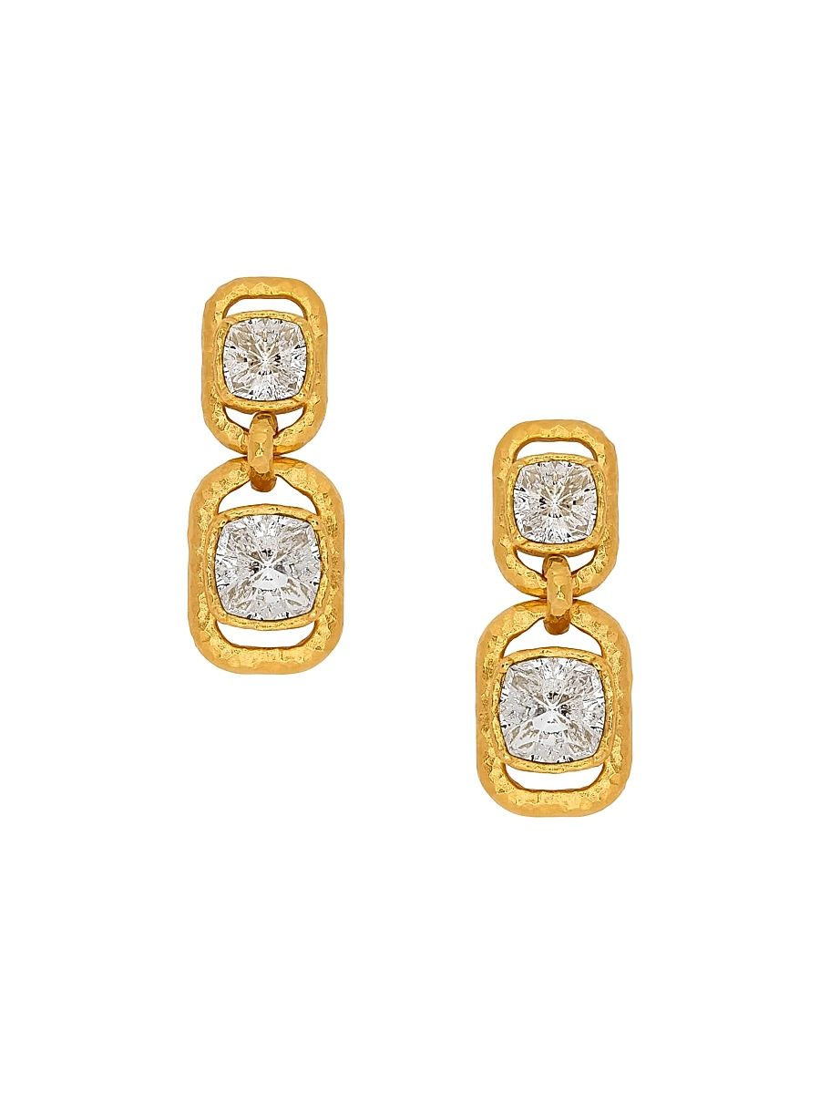 Women's 24K-Gold-Plated Brass & Glass Crystal Double Drop Earrings - Crystal