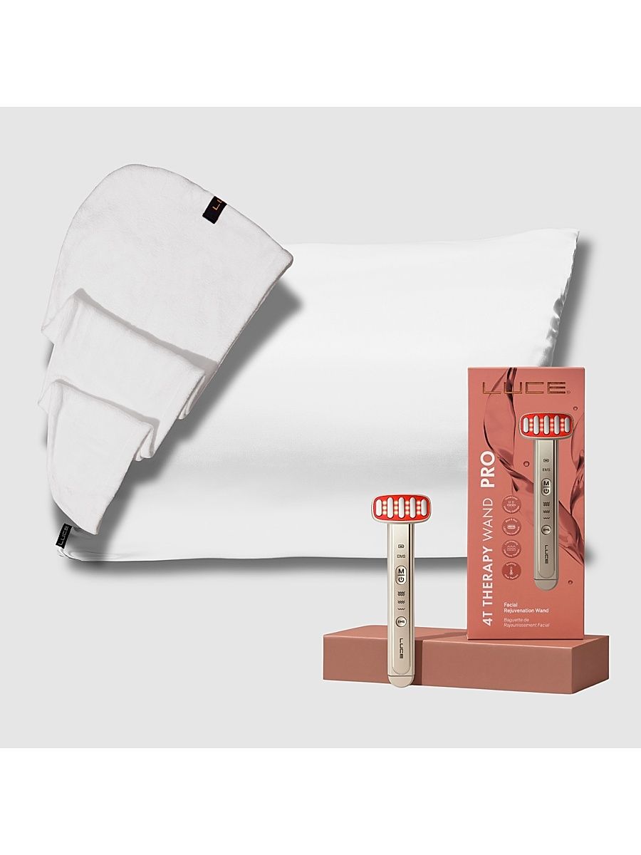 The Radiant Revive Trio - Microcurrent Device Plus Satin Pillowcase and Headwrap - Grey