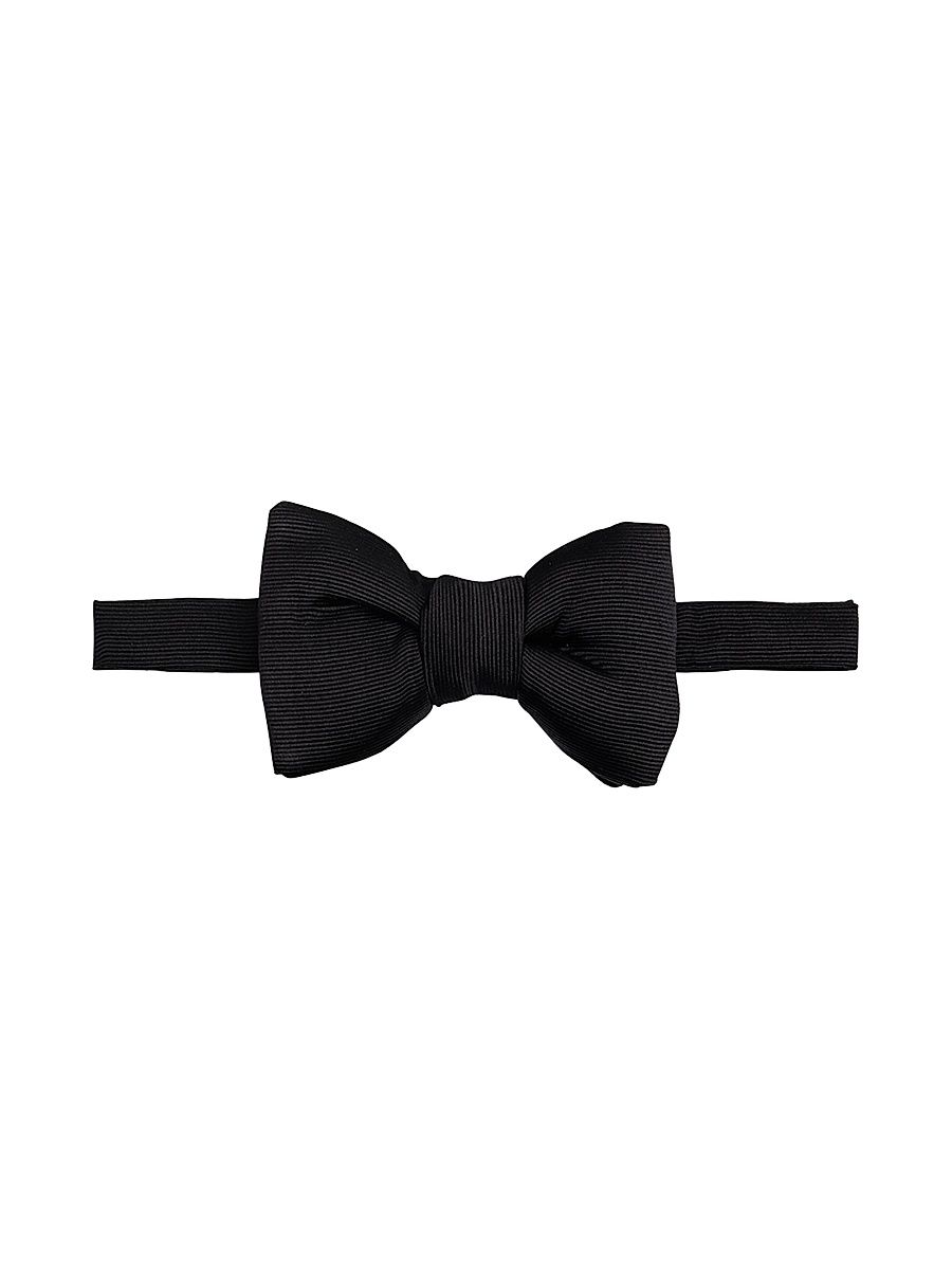 Men's Ribbed Silk Bow Tie - Black