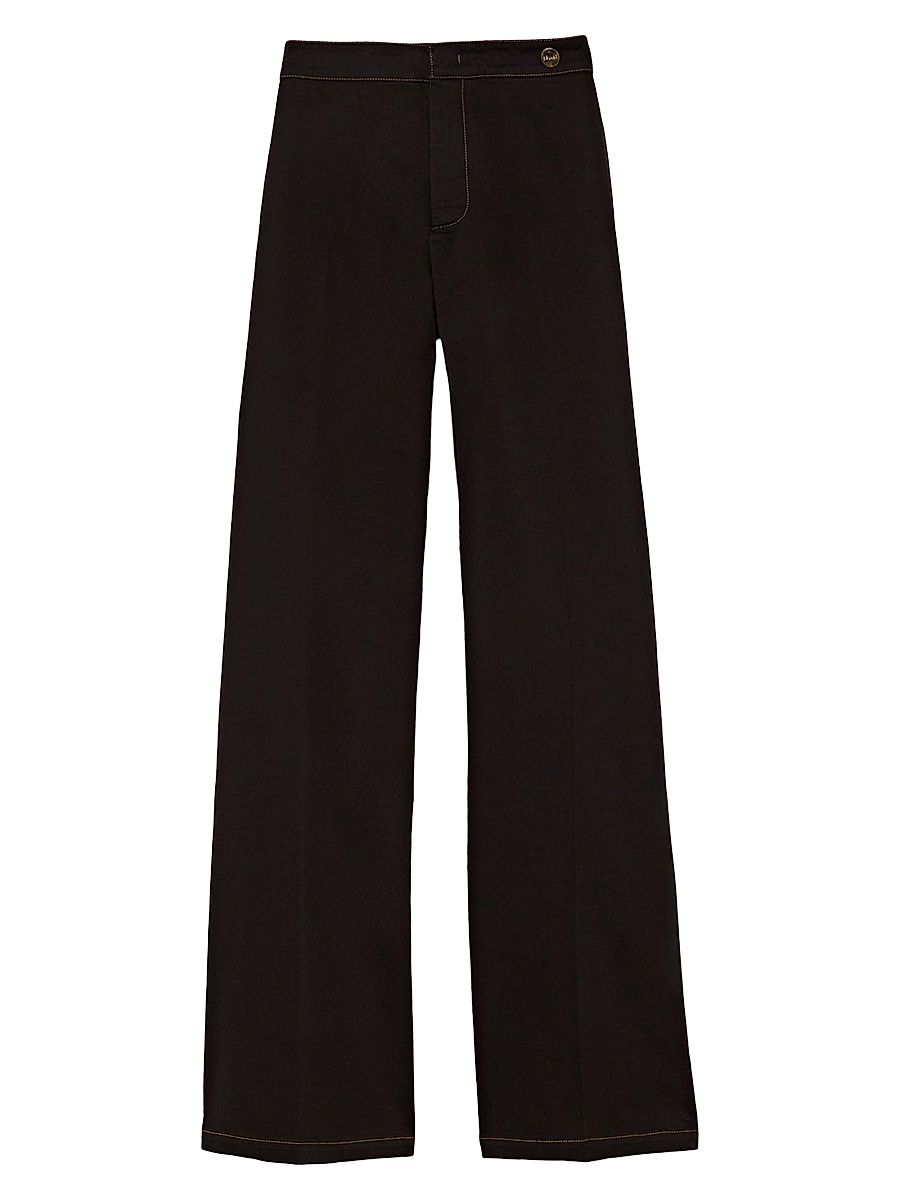 Women's Jane Cotton Stretch Flare Trousers - Black - Size 14