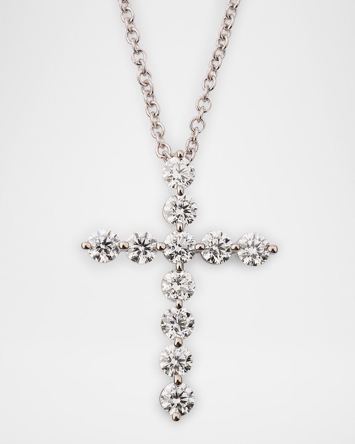 18K White Gold Diamond Cross Necklace, 20"L, 2.20tcw