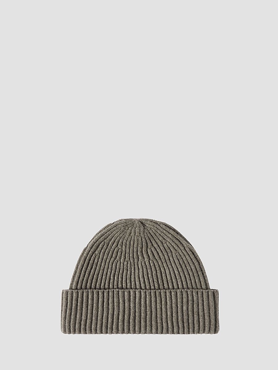 Men's Cashmere English Rib Double Knit Beanie - Military - Size XXL