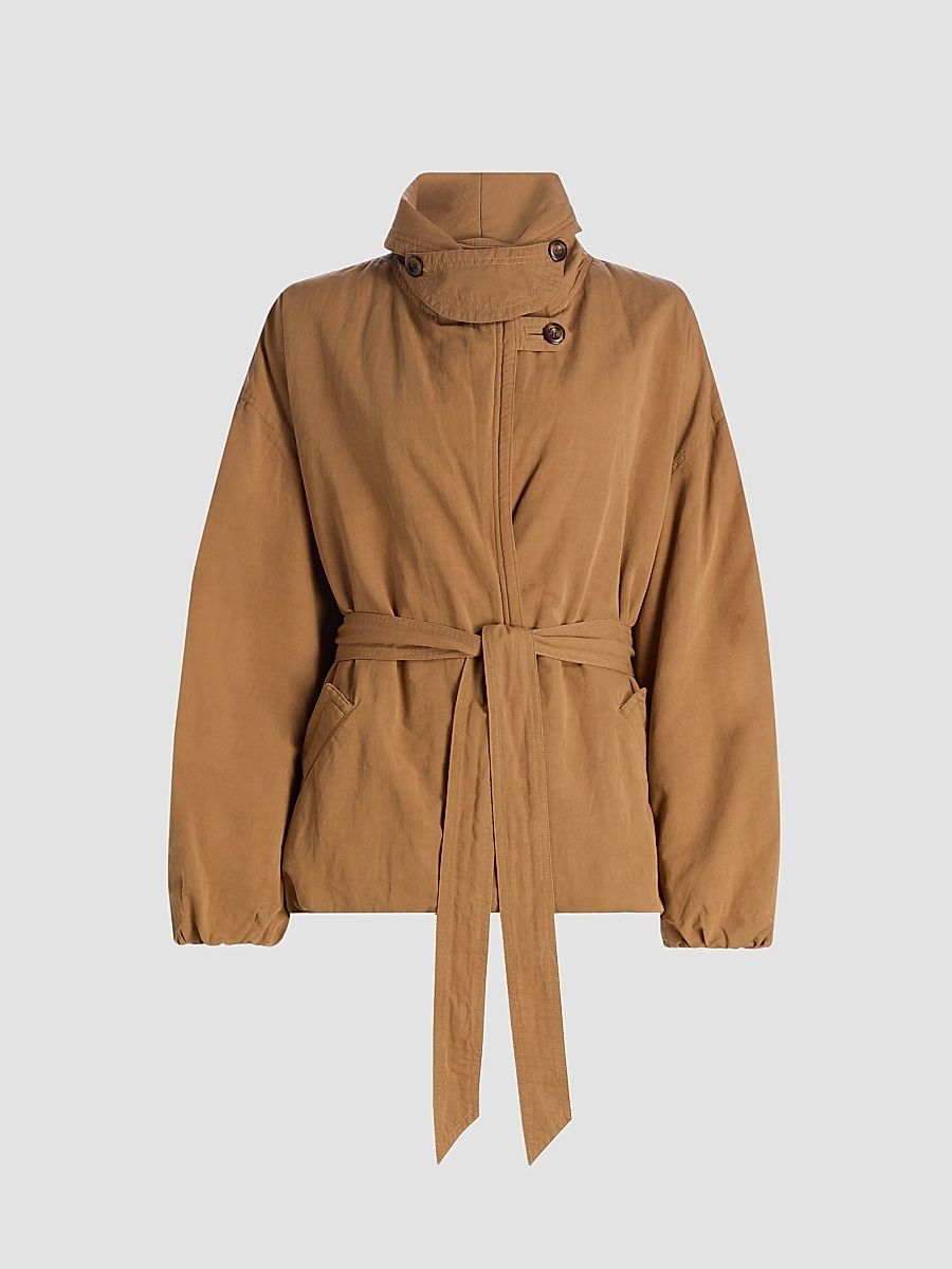 Isabel Marant Women's Volinda Cotton-Linen Belted Coat - Camel - Size 10