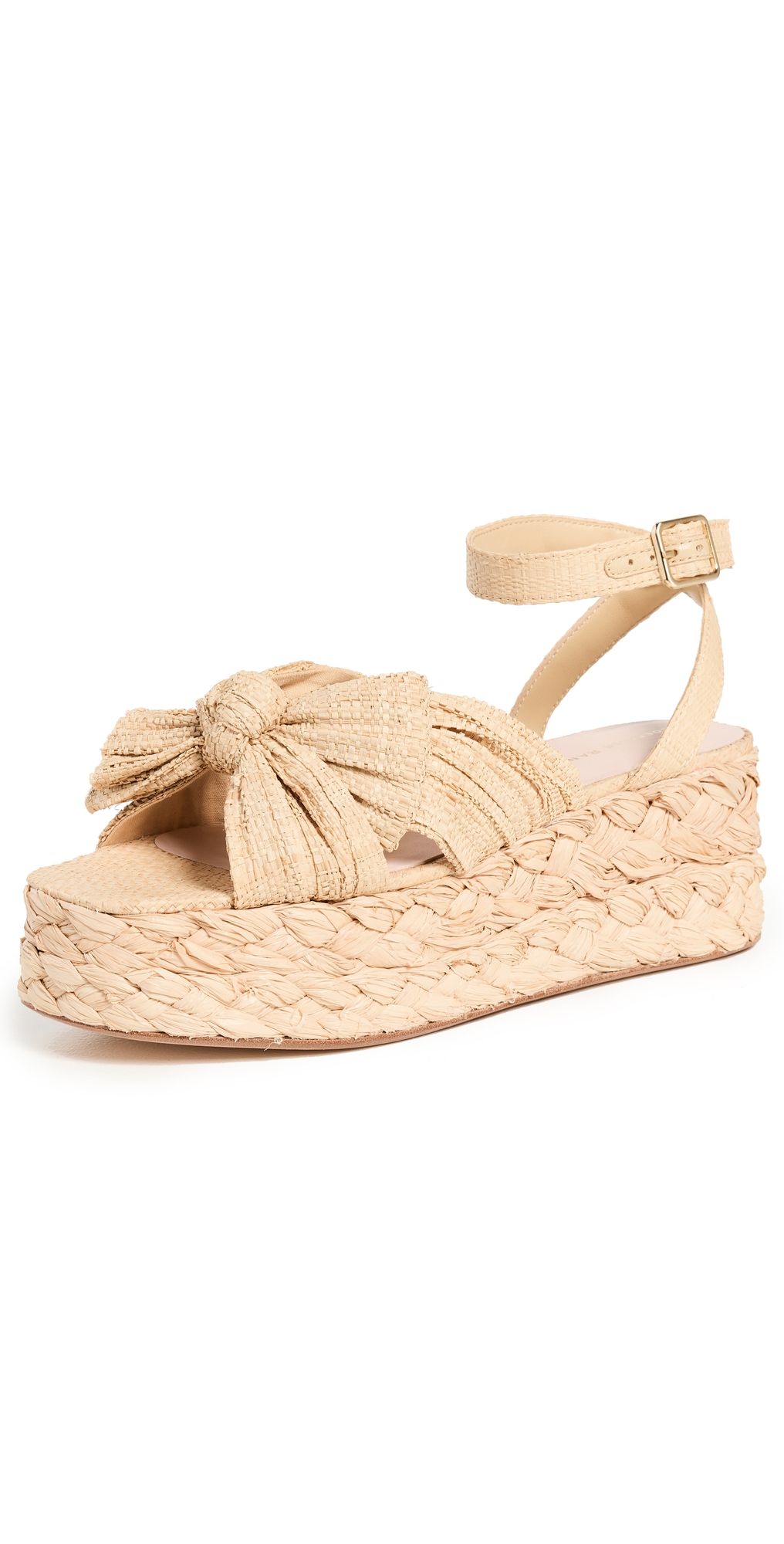 Loeffler Randall Gaby Pleated Bow Bow Braided Espadrilles Natural 10.5