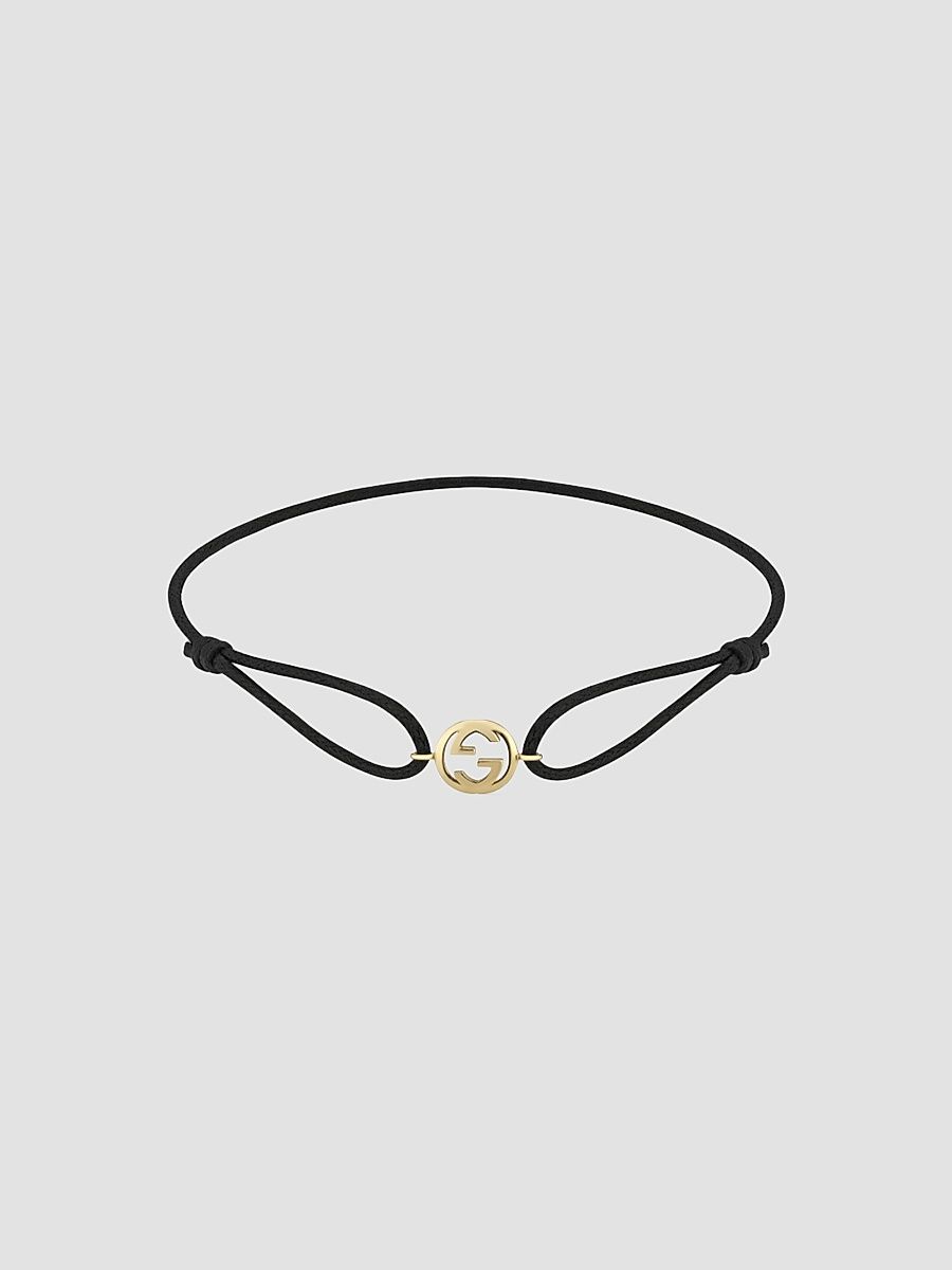 Gucci Women's Gucci Interlocking 18K Yellow Gold & Cotton Cord Bracelet - Yellow Gold Black