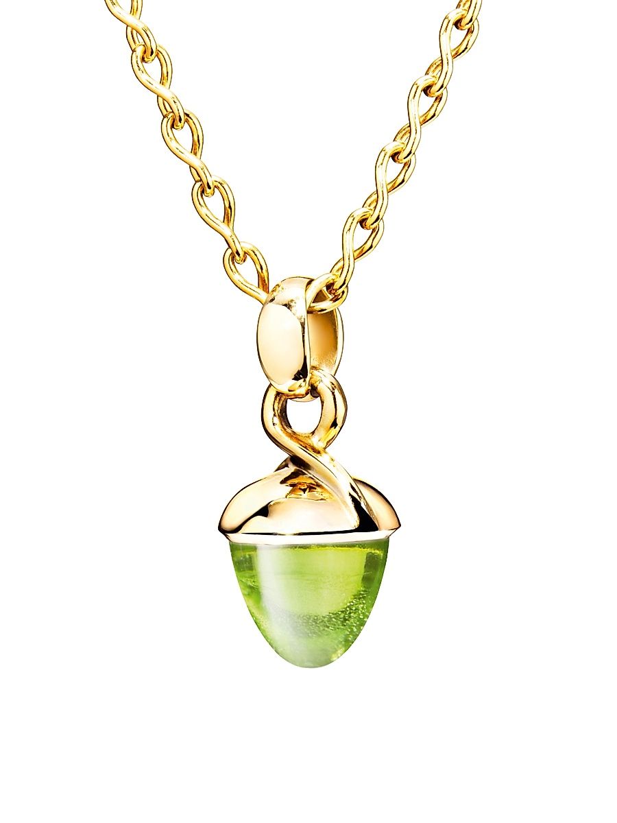 Women's Mikado Bouquet 18K Yellow Gold & Peridot Acorn Pendant - Green Peridot