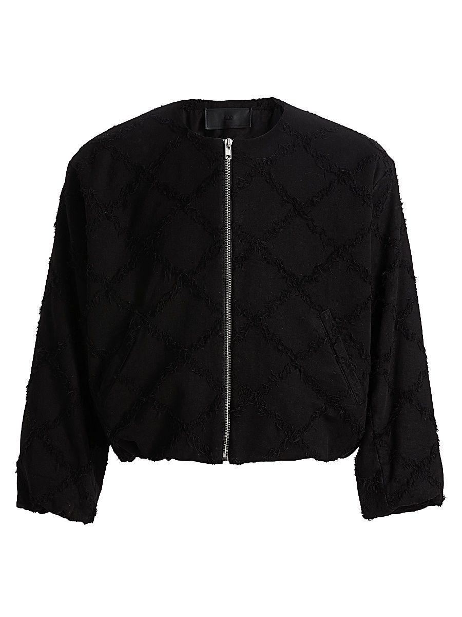 Men's Crisscross Cotton Crop Jacket - Black - Size XL